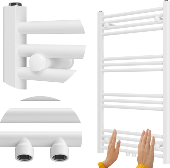 Granitan Badkamerradiator Raven - 100x60cm - Wit - Ladderverwarming - Handdoekradiator