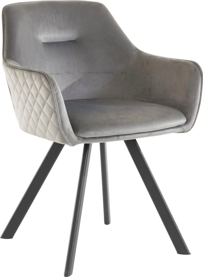 Nina-Fauteuil van grijs fluweel