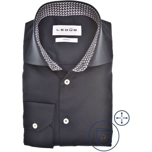Ledûb Overhemd Fine-Circle Fantasy Collar Contrast Donker Blauw / male