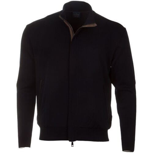 Paul & Shark Vest Summer Wool Full Zip with Alcantara Donker Blauw / male