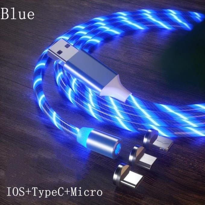 1M magnetische oplader kabel stromend LED-licht Micro USB type c oplaadkabel voor iPhone Samsun IOS Type-c Micro