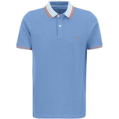 Fynch-Hatton Polo Striped Collar Modern Soft Cotton Piqué Light Sky / male