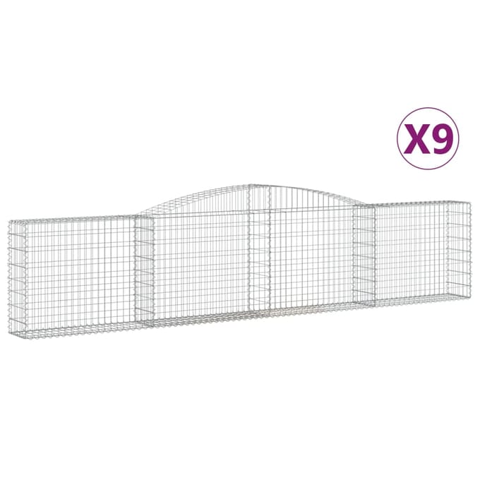 vidaXL - Schanskorven - 9 - st - gewelfd - 400x30x80/100 - cm - ijzer