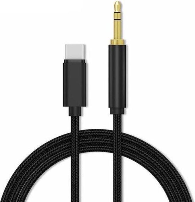 USB-C naar Headphone Jack Audio Aux Kabel - usb c naar Aux Auto Kabel - 3.5 mm - 1 Meter - Zwart