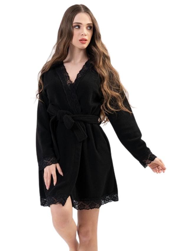 Dames Badjas Fleece Vienetta Gebonden Kort L