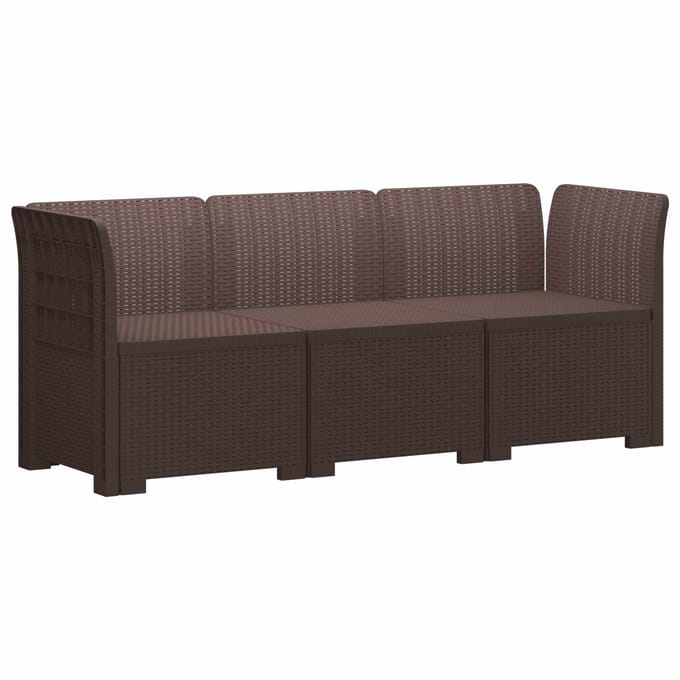 vidaXL - 3-Zits - Tuin - Sofa - Rattan - Look - PP - Bruin