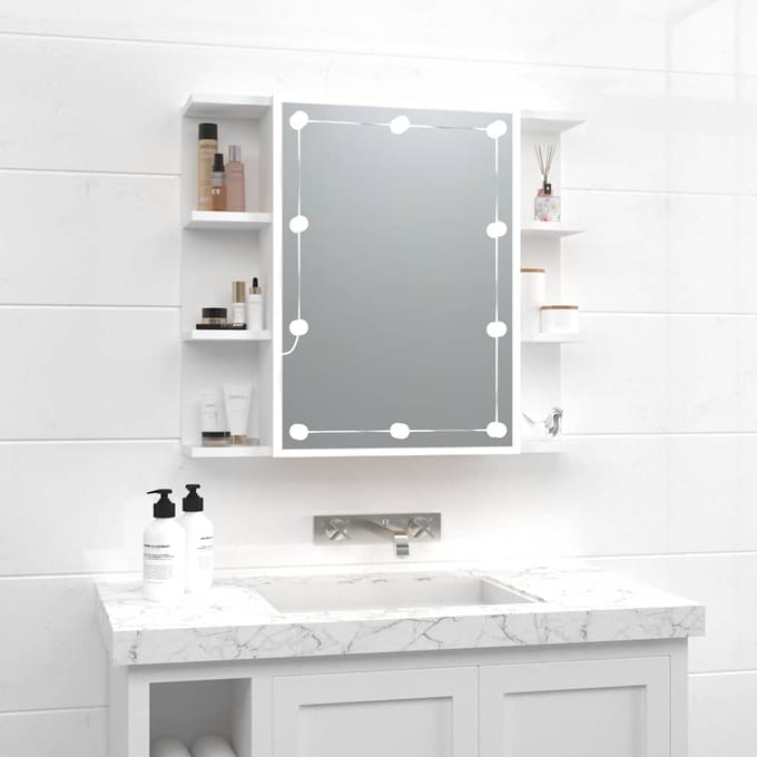 vidaXL - Spiegelkast - met - LED-verlichting - 70x16,5x60 - cm - wit