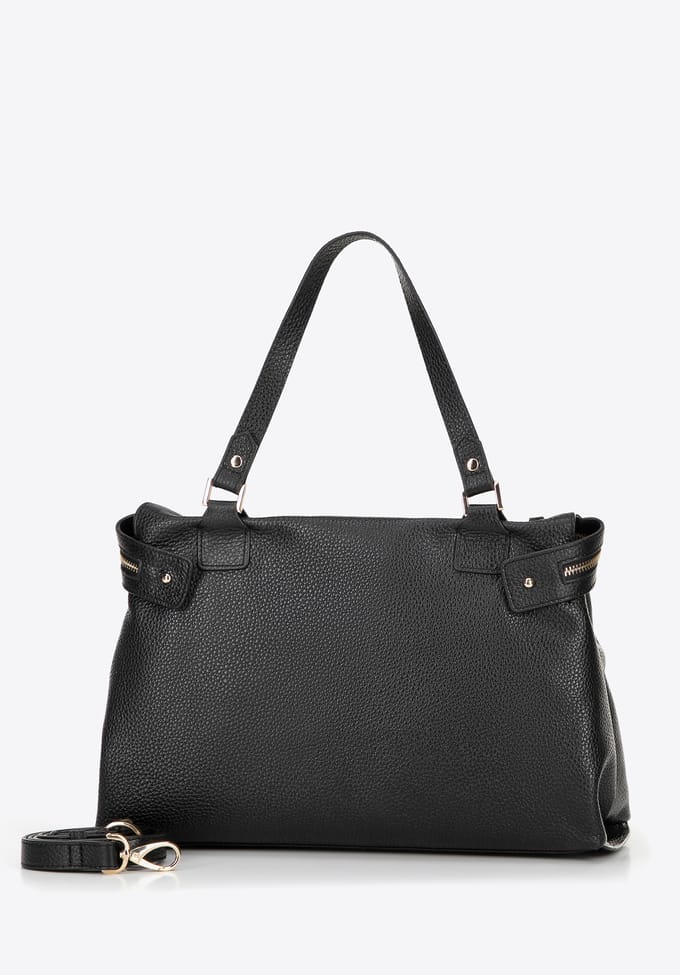 Wittchen - Luxe Lederen Dames Tas - Pea Leer - Verstelbare Riem - Zwart