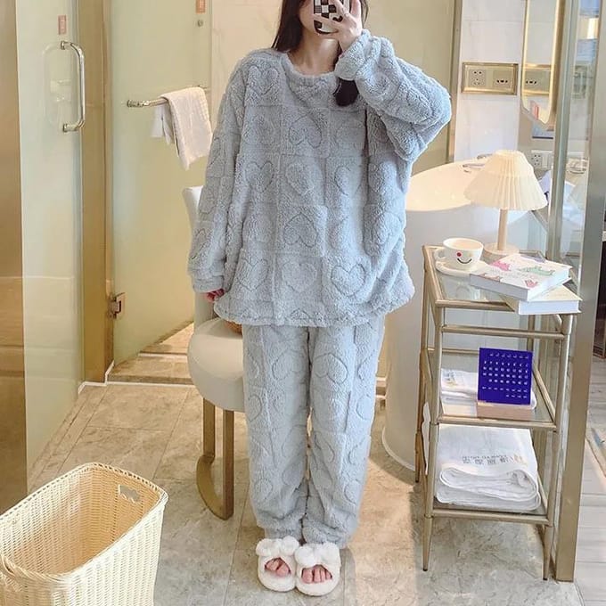Winter Dames Warme Pyjama Set, Koraalvilt Pyjama, Flanel Verdikte Cartoon Pyjama, Oversized Huiskleding, Oversized Pyjama 6XL