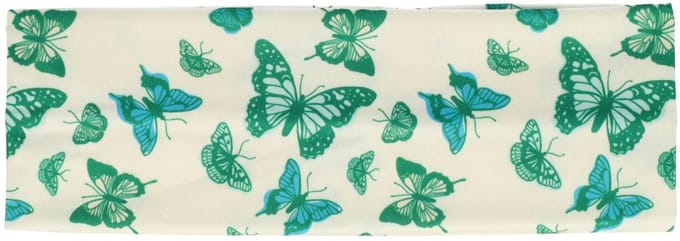 Haarsoires Haarband Stof 8cm - Vlinder Print - Wit Groen