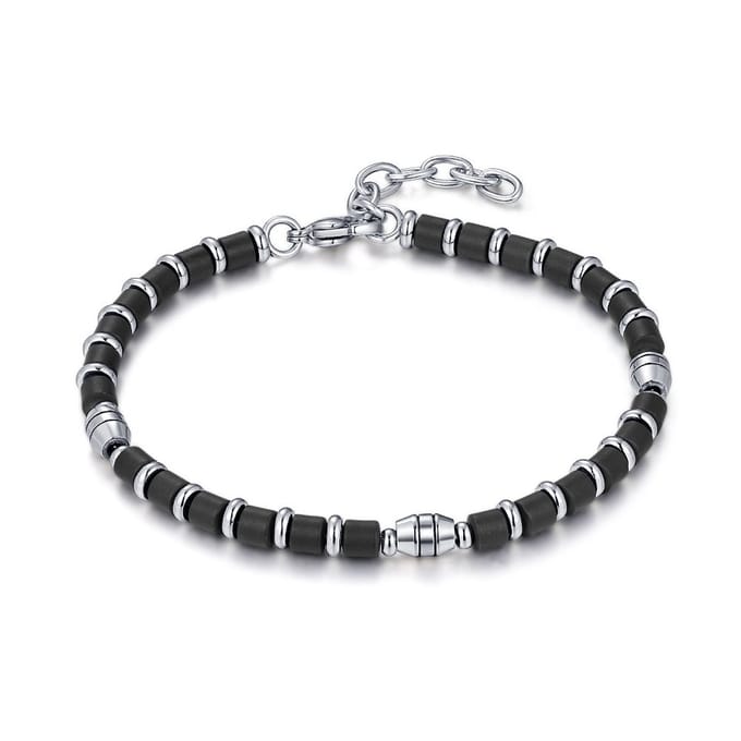 Twice As Nice Armband in edelstaal, zwart en staal 18cm+3cm