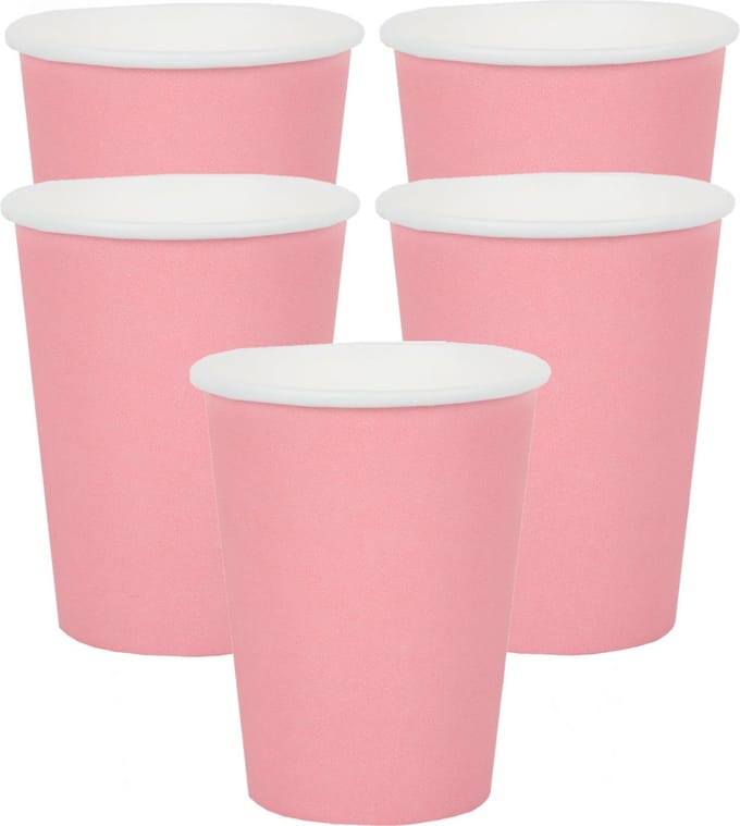 Santex feest/verjaardag bekertjes - 20x stuks - karton - roze - 260 ml