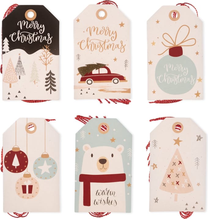 Cadeaulabels Kerst - 24 Naamkaartjes met Rood Touw - Luxe Kerst Labels