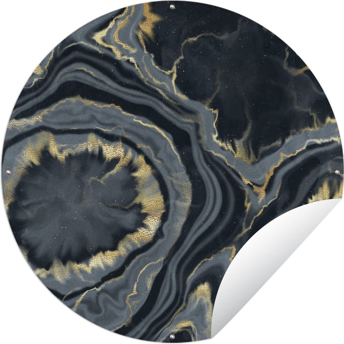 Tuincirkel Geode - Goud - Marmer - Stenen - 60x60 cm - Ronde Tuinposter - Buiten