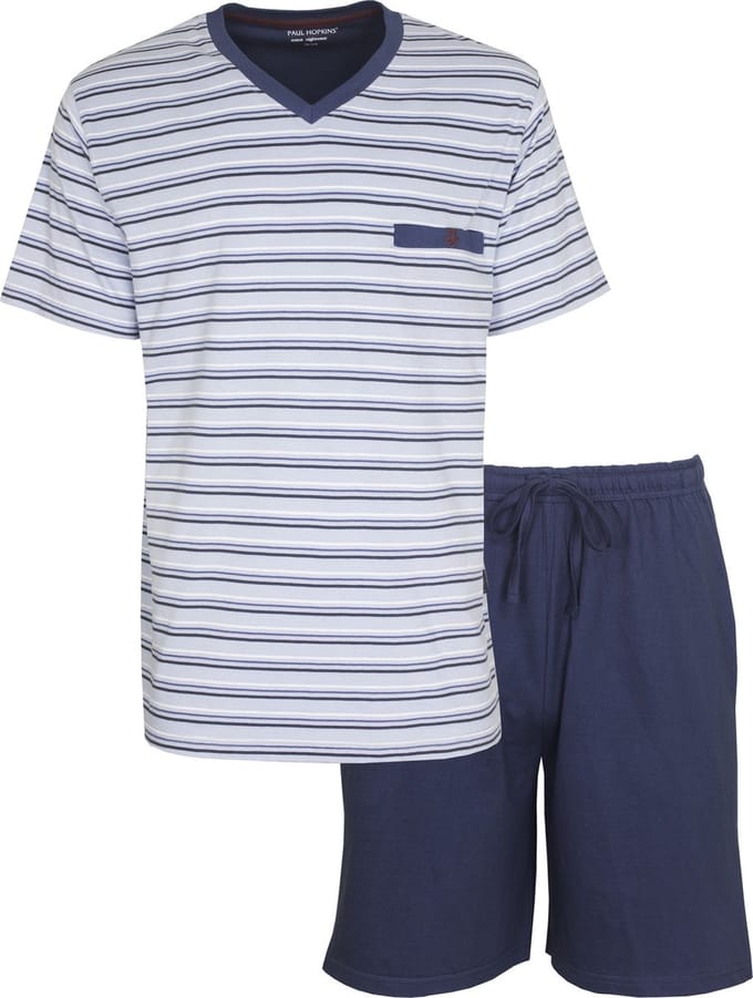 Paul Hopkins Heren Shortama - Pyjama Set - V-Hals - Licht Blauw - Maat S