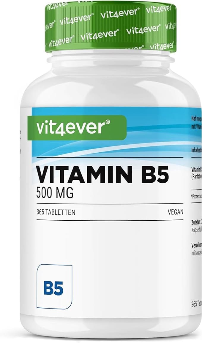 Vit4ever - Vitamine B5 - Voedingssupplement - 500 mg per tablet - 365 tabletten - Hooggedoseerd