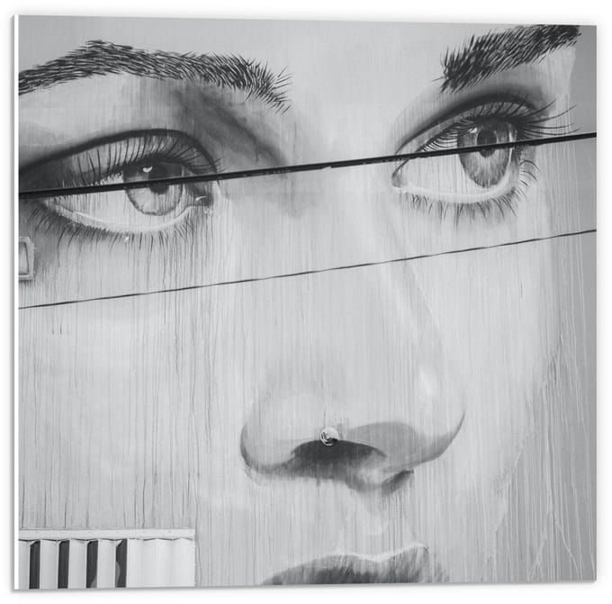 Forex - Gezicht van Vrouw Getekend - 50x50cm Foto op Forex