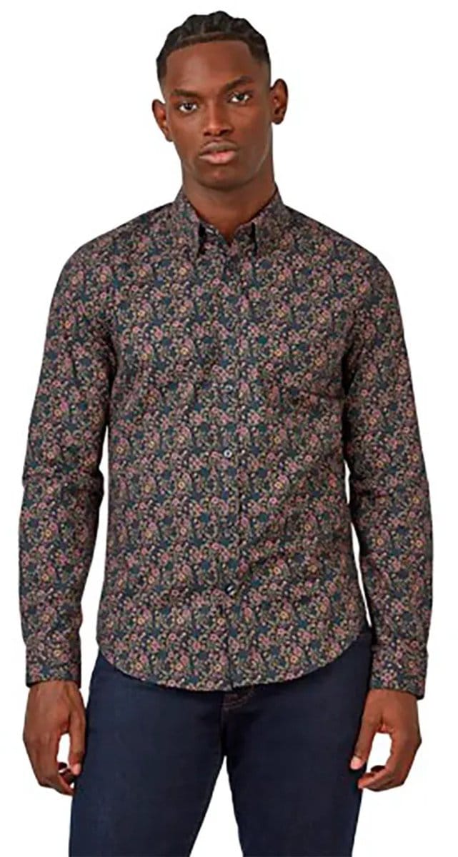 Ben Sherman 68066 Overhemd Met Lange Mouwen Groen 2XL Man