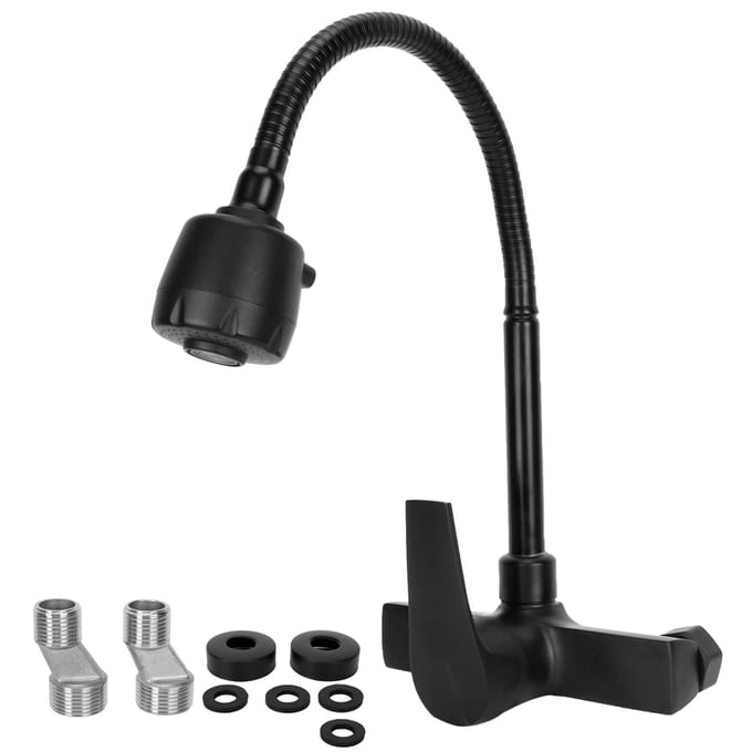 Robinet mitigeur mural pour baignoire, eau chaude et froide, rotation à 360 degrés, G1/2 black