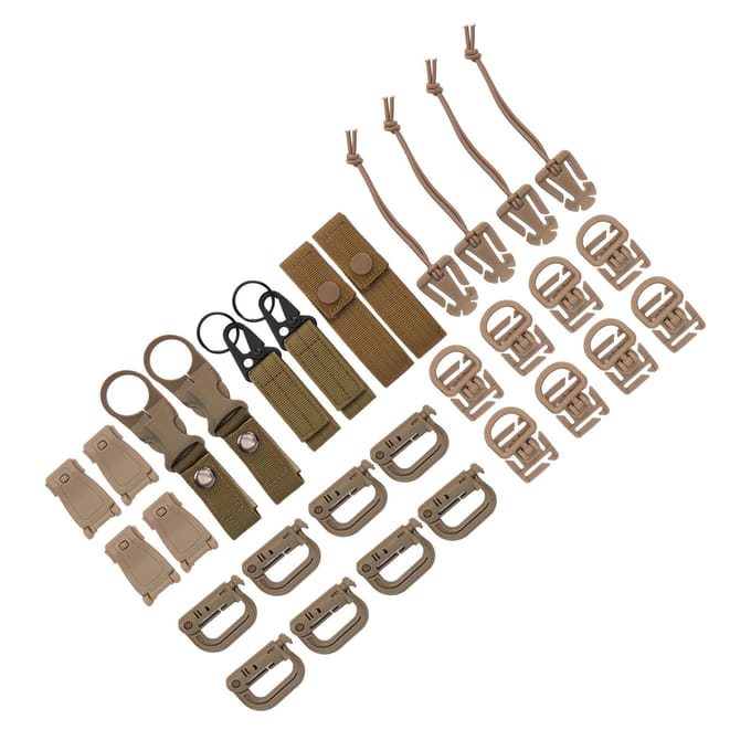 30 Stuks Molle Bevestigingen D-gesp Rugzakgesp Nylon Lint Rugzakaccessoires voor Picknicks brown