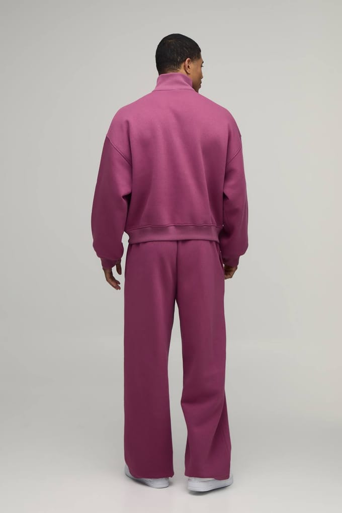 Oversized Ruime Slouchy Kwart Rits Tunnelhals Trainingspak | Purple | Size Medium