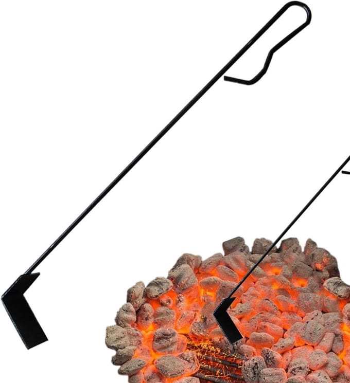 Houtskool Schep - As Krabber - Haard Onderhoud - Hittebestendig Metaal - 47 cm Lengte - Zwart