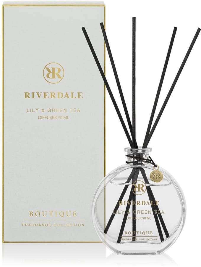 Riverdale - Geurstokjes - Lily & Green Tea - 90 ml - Grijs - Subtiele geurverspreiding