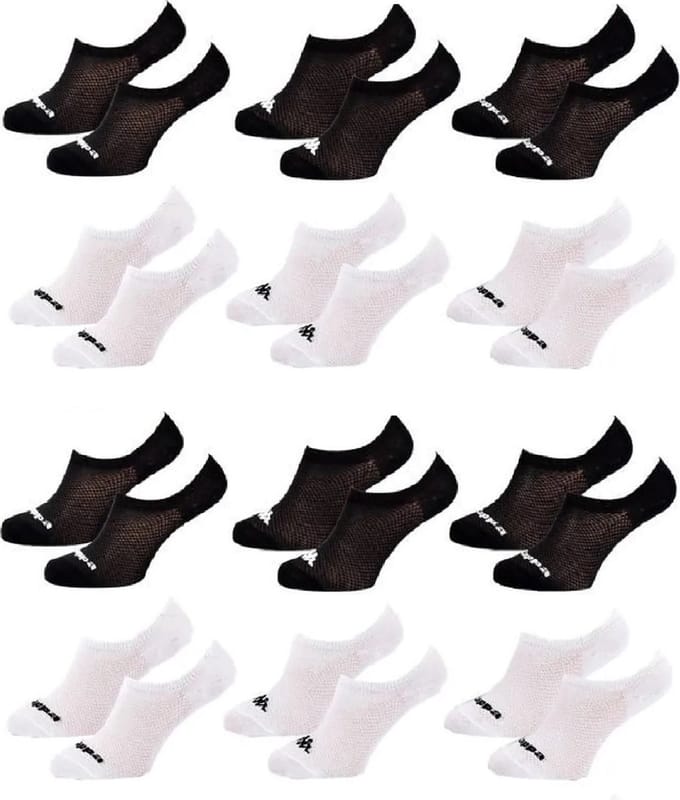 Kappa kousenvoetjes invisible dames black & white 12 paar maat 36/41