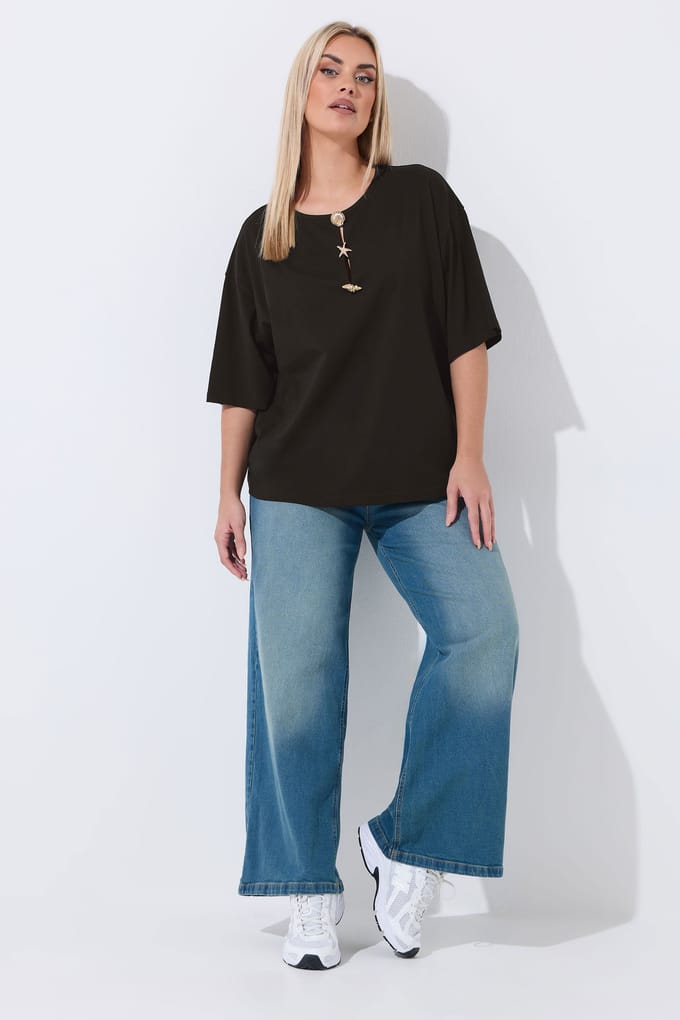 Limited Collection Zwarte Top Met Schelpenknopen Size 46