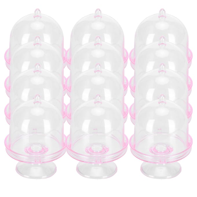 Lot de 12 mini boîtes à bonbons, présentoirs à gâteaux et cupcakes avec couvercle, accessoires de fête roses rose