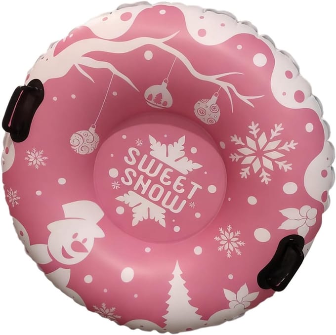 Opblaasbare Sneeuwbuis - Slee Ring - Winterpret Buiten - Duurzame PVC Constructie - 100 cm Diameter - Roze
