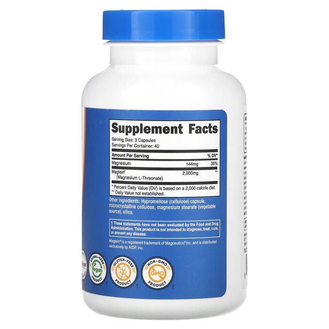 Magtein®, L-Thréonate de Magnésium, 120 Capsules (666 mg par capsule)