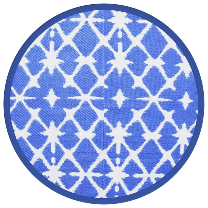 vidaXL - Buitenkleed - ARAKIL - Ø160 - cm - polypropeen - blauw - en - wit