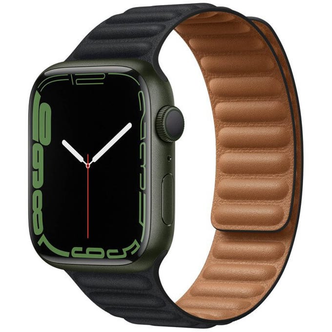 Leather Link bandje voor de Apple Watch | 44/45/46/49 mm - Maat M/L - Midnight