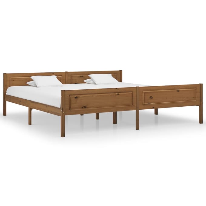 vidaXL - Bedframe - massief - grenenhout - honingbruin - 200x200 - cm