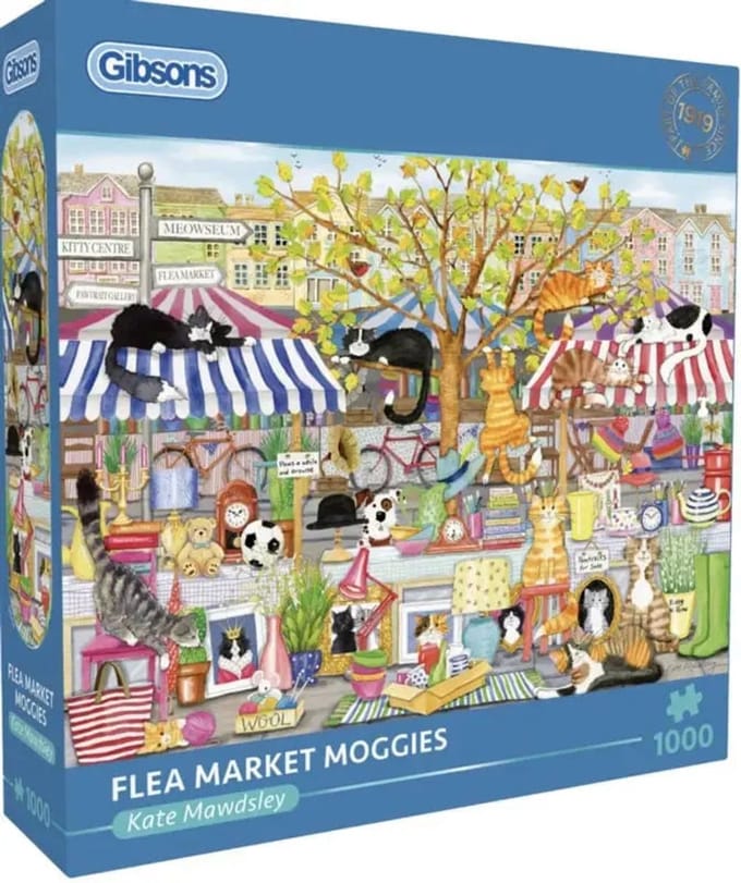 Gibsons legpuzzel Flea Market Moggies 1000 stukjes katten dieren.