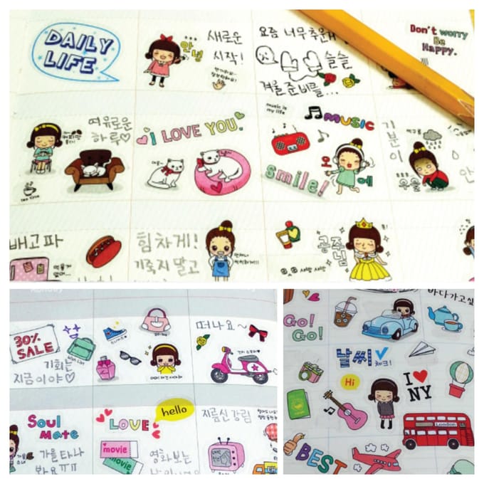Petit Fancy Diary Stickers 2 (10ea chacun) - 16 Options (mots coréens/expression faciale/décoration/scrapbooking bricolage) 18. DA5577 10ea white