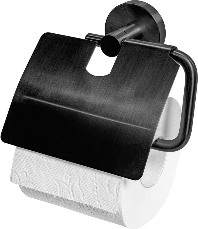Wovar Toiletrolhouder met Klep Gunmetal | Per Stuk