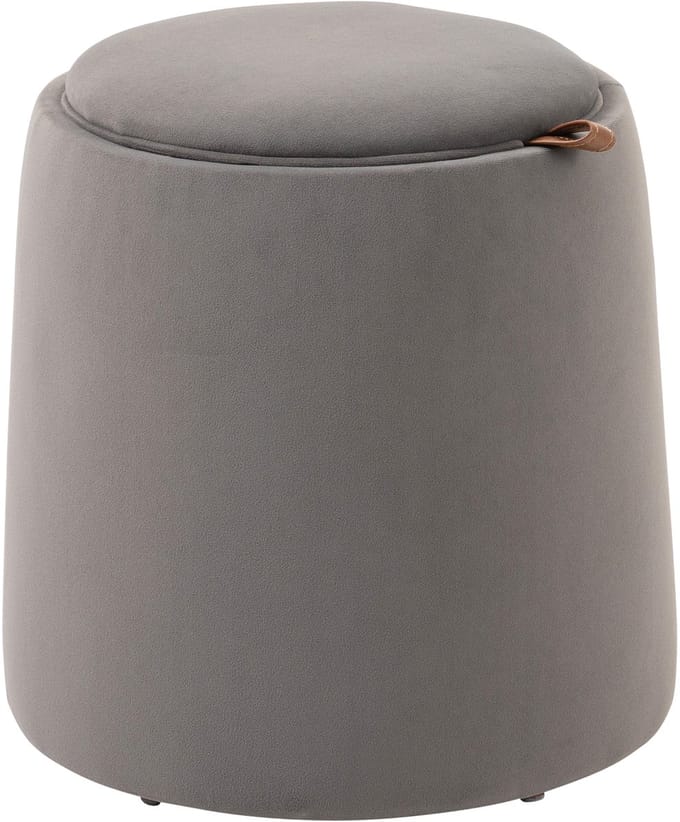 MODFU Ronde Poef Ø44 x 47,5 cm van polyester, met opbergruimte en omkeerbaar deksel, donkergrijs