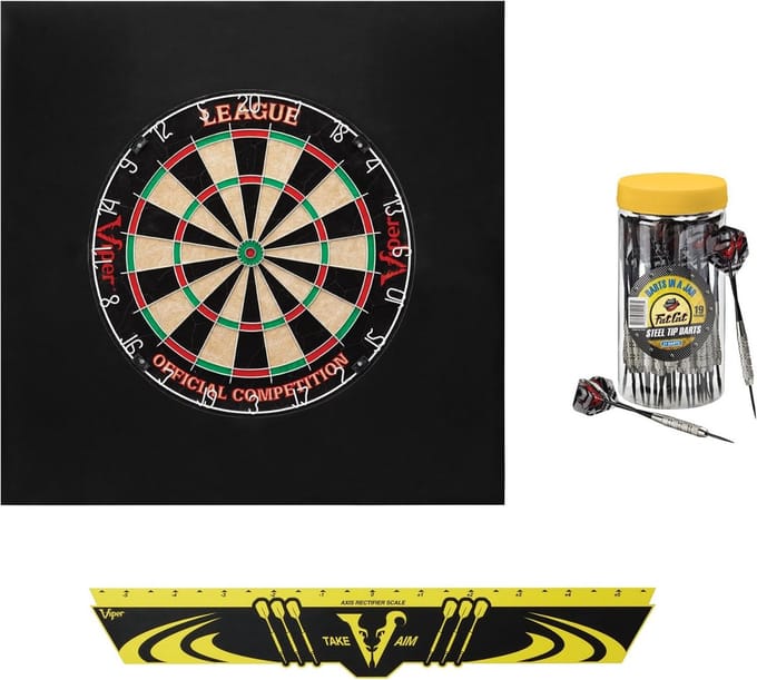 Backboard en Sisal dartbord bundel met stalen tip darts