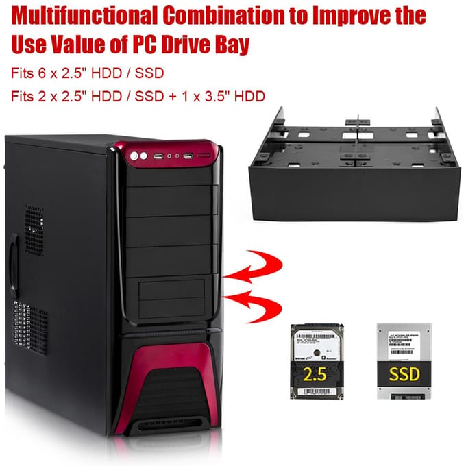 OImaster 2.5   3.5  HDD  SSD naar 5.25  Floppydrive Baai Computer Montagebeugel black