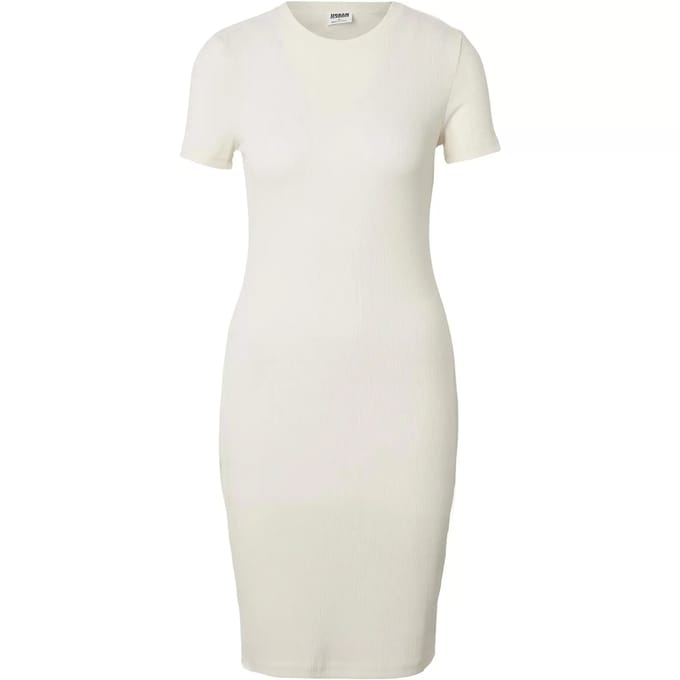 Urban Classics - Basic Slim Fit TShirt Dress Korte jurk - S - Creme