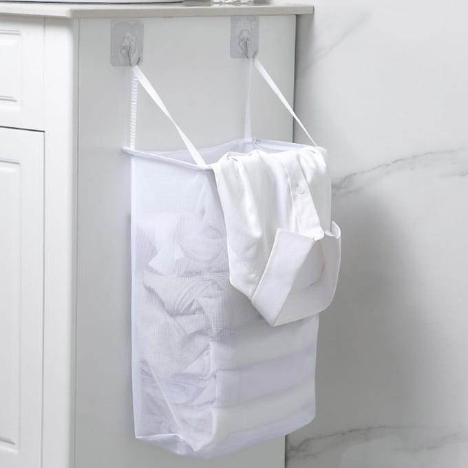 Aan de muur gemonteerde wasmand Ruime capaciteit Hoge draagkracht Zelfklevende wasmand voor white