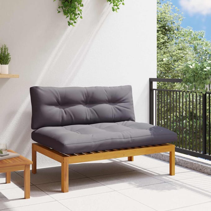 vidaXL - Midden - Sofa - Eenheid - Natuurlijk - en - Donkergrijs - Acaciahout