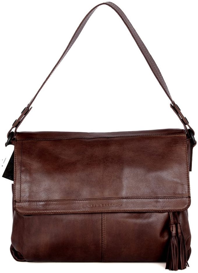 Leren Laptop Schoudertas - 13.3 inch - Lorin - Donkerbruin