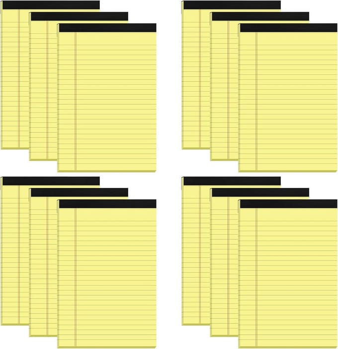 Gele notitieblokken 5x8 inch college lijnen 12 stuks