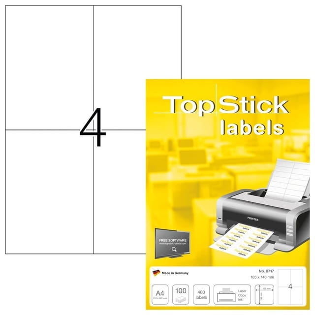 Top Stick 8717 printeretiket Wit Zelfklevend printerlabel