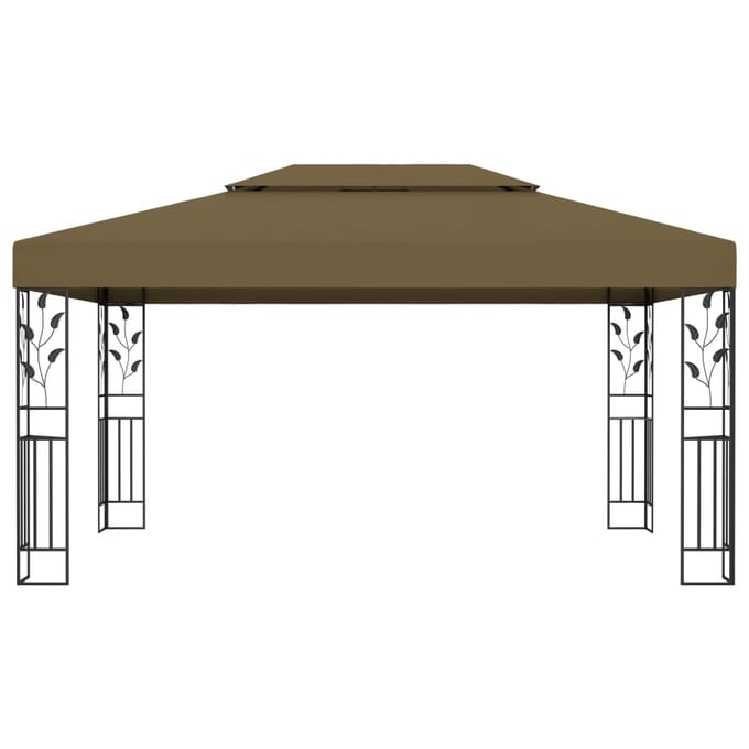 vidaXL - Prieel - met - dubbel - dak - 180 - g/m² - 3x4 - m - taupe