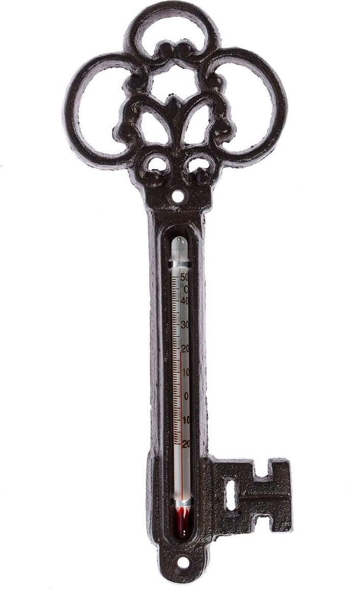 Homescapes Rustieke gietijzeren thermometersleutel, 8,7 cm x 22,3 cm