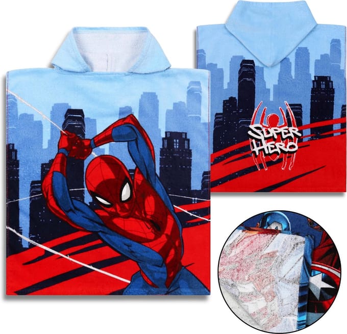 MARVEL Spider-Man Kinderponcho met capuchon voor jongens 50x115 cm OEKO-TEX